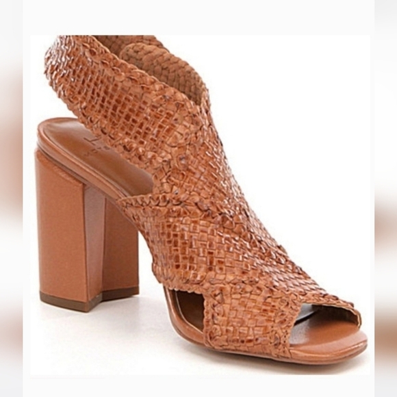 Halston Heritage Shoes - Women's Tan Woven Heeled Sandals